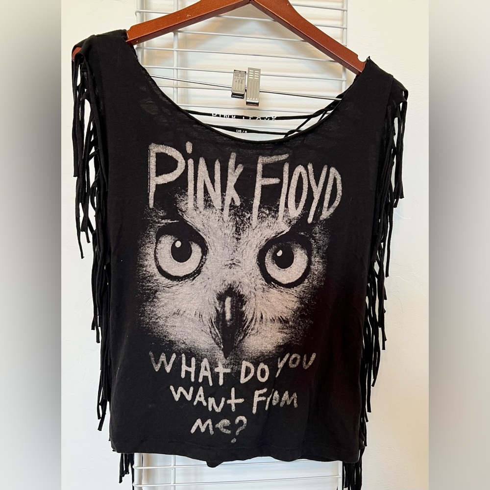 Pink Floyd fringe tank w weaving back. Size S